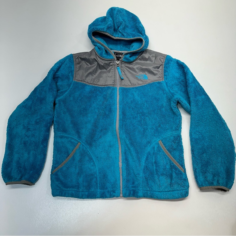 The North Face Fleece Hooded Full Zip Jacket Girls Size XL Vibrant Blue